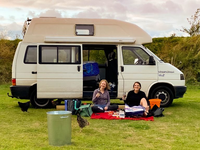 campervan with compnay chickens 768x576
